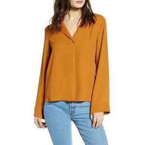 All In Favor Women's Harper Long Sleeve Blouse In Pumpkin Spice Size M $69